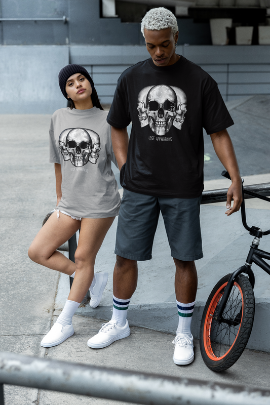 Unisex Oversized Classic - Tri-Skull Print 240 GSM